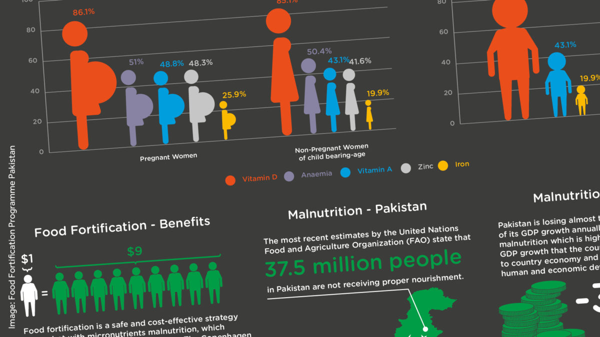 Graphics showing statistics related to food fortification